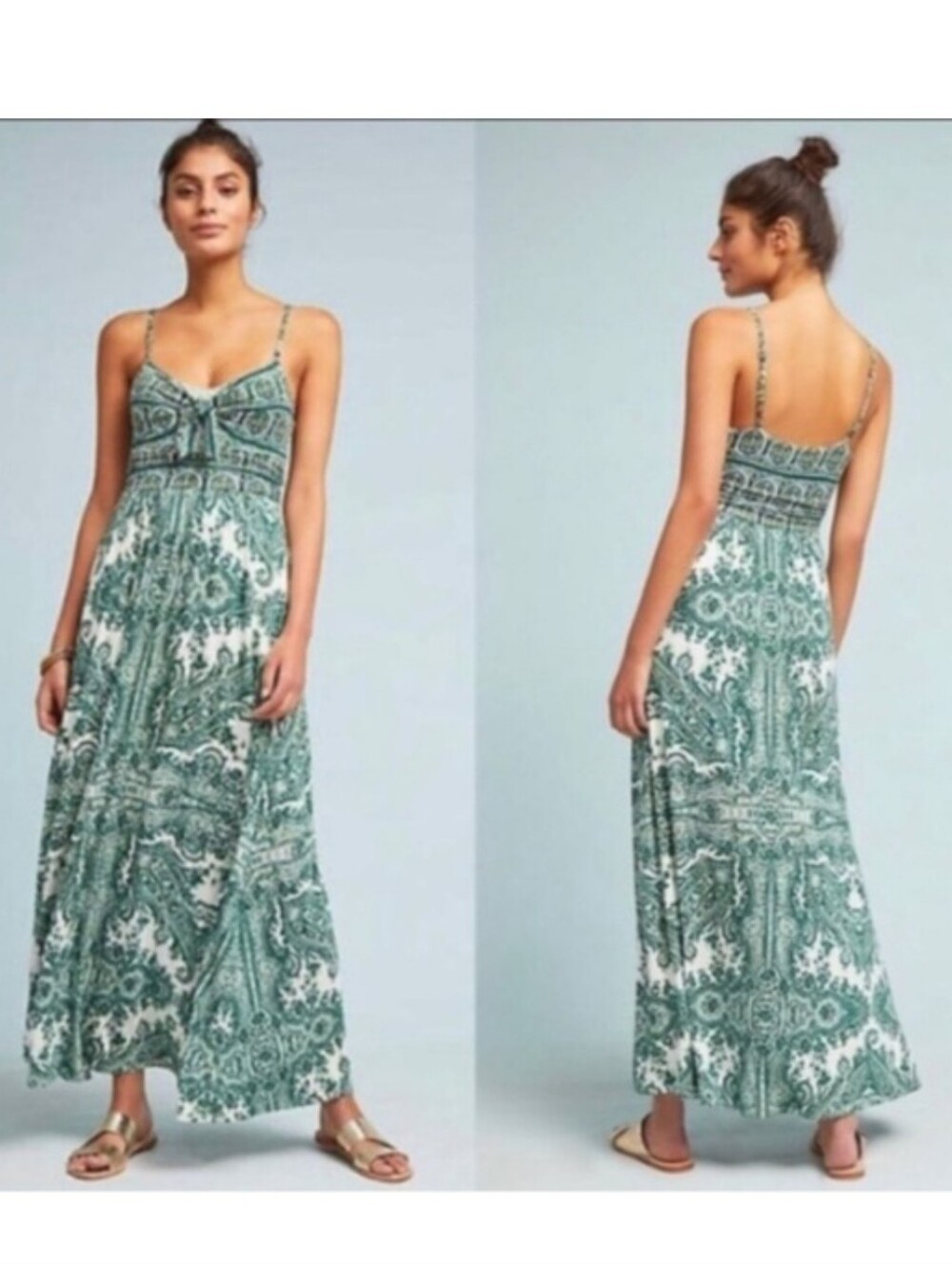 Anthropologie Moulinette Soeurs Brisbane Green Paisley Maxi Dress